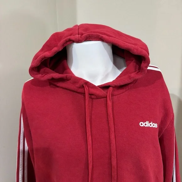Adidas Three Striped Red Warm Gym Warm Up Jog Run Pullover Hoodie Size XL - Picture 5 of 8